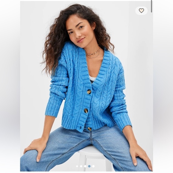 American Eagle Outfitters Sweaters - American Eagle Blue Cropped Cable Knit Cardigan Sweater size Small